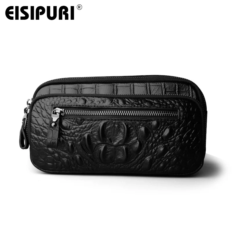 

EISIPURI Men's Genuine Leather Waist Pack Designer High Quality Waist Bags Vintage Belt Loop Pouch Travel Retro Bag Male