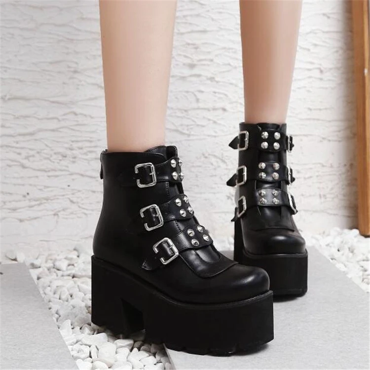 womens buckle combat boots