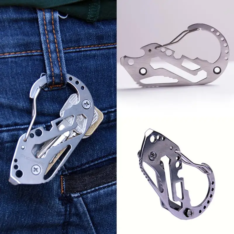 New Survival Camping Hiking Rescue Gear Fashion Metal Multi-Tool Carabiner Keychain Stainless steel Key Holder | Украшения и