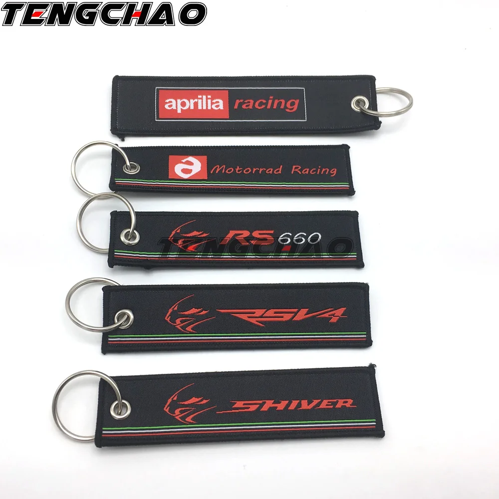 

Fashion Motorcycle Key Chain For Aprilia SHIVER RS660 RSV4 Woven Key Ring Tag Label Chain Black Car Keychain Motor
