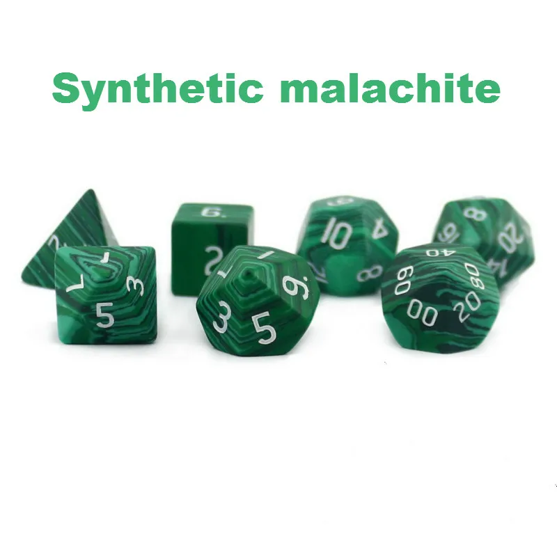 

7Pcs/set Dragon and Dungeon D20 System Synthetic Malachite Multifaceted Digital Dice Wife Happiness