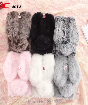 

C-ku 3D Rabbit Ear Hair Diamond Bling Fur Soft TPU Case For Sony Xperia XZ1 Compact MINI XA1 PLUS Warm Skin Cover Fashion 50pcs