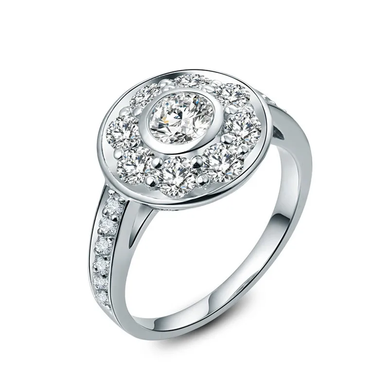 

Unique Genuine Silver Mounting Round 2.5Ct Synthetic Diamonds Engagement Ring Women Sterling Silver Jewelry White Gold Color