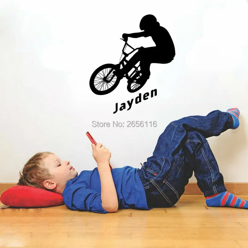 Personalized Custom Any Boys Name Wall Decals Mountain Bike Art