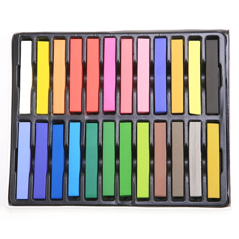 

Poseida 1 Set 24pcs Hair Color Chalk Profession Hair Styling Chalk High Quality Beauty Hair Sticks Temporary Hair Crayons