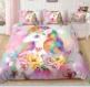 unicorn BOMCOM 3D набор постельного белья с цифровой печатью Маленький милый Единорог в цветочек набор пододеяльников из 3 предметов микрофибры - Цвет: unicorn