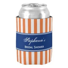 Монограмма оранжевый и белую полоску с синий может охладитель Свадебная пара Мода пива Держатели