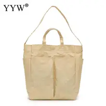 Синие однотонные вельветовые сумки через плечо, Экологичная сумка для покупок, большая посылка, сумки через плечо, кошельки, повседневные сумки для женщин