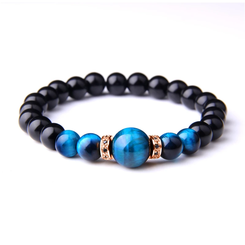 Модные женские мужские браслеты из натурального камня Королевский синий тигр браслеты «глаз» Для женщин мужская бижутерия Pulsera ювелирные изделия