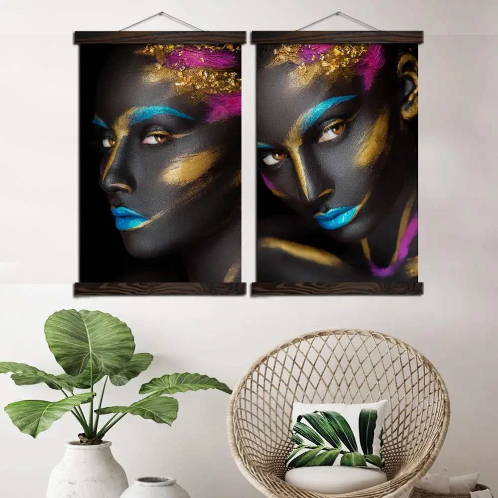 

Explosive Hair Fashion Lady Wall Art Print Pop Art Picture And Poster Wood Hanging Scroll Canvas Painting Decorative Pictures