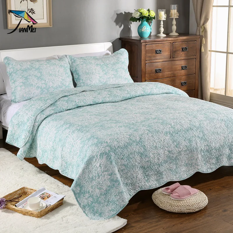 

CHAUSUB 100% Cotton Quilt Set 3PC Floral Printing Bedspread Quilted Bed Cover Quilts 2*Shams Coverlet Set King Size Bedding