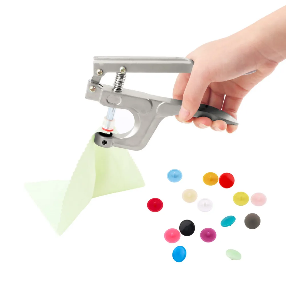 Online 1 Unidades Snap alicates herramientas T3 T5 T8 deducción abrazadera 150pcs T5 botones suministros de costura para el cierre de pañal DIY mezcla