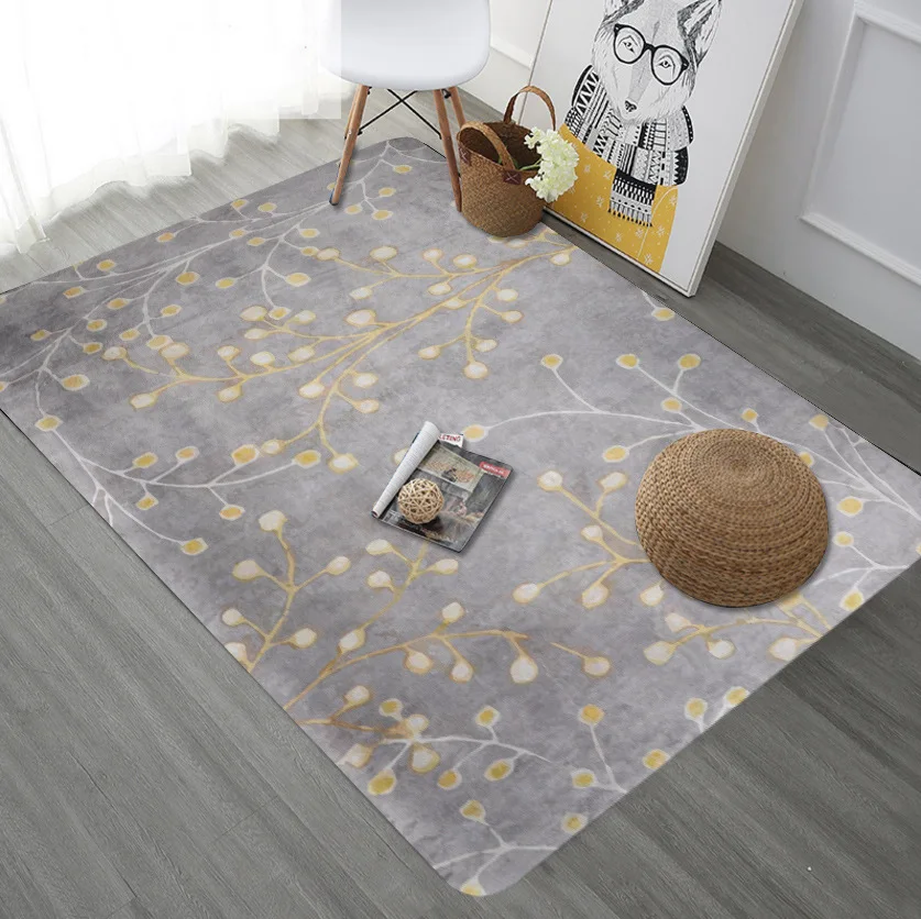 

Nordic Style leaf and plant Carpets for Living Room Rug Sofa Coffee Table Rectangular Floor Mat Bedside Blanket Bedroom tapete