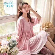 Missyou, новинка, женская ночная рубашка с длинным рукавом, корейский стиль, ночная рубашка, модель пижамы, милая Домашняя одежда, 2 предмета, костюм, платье для сна