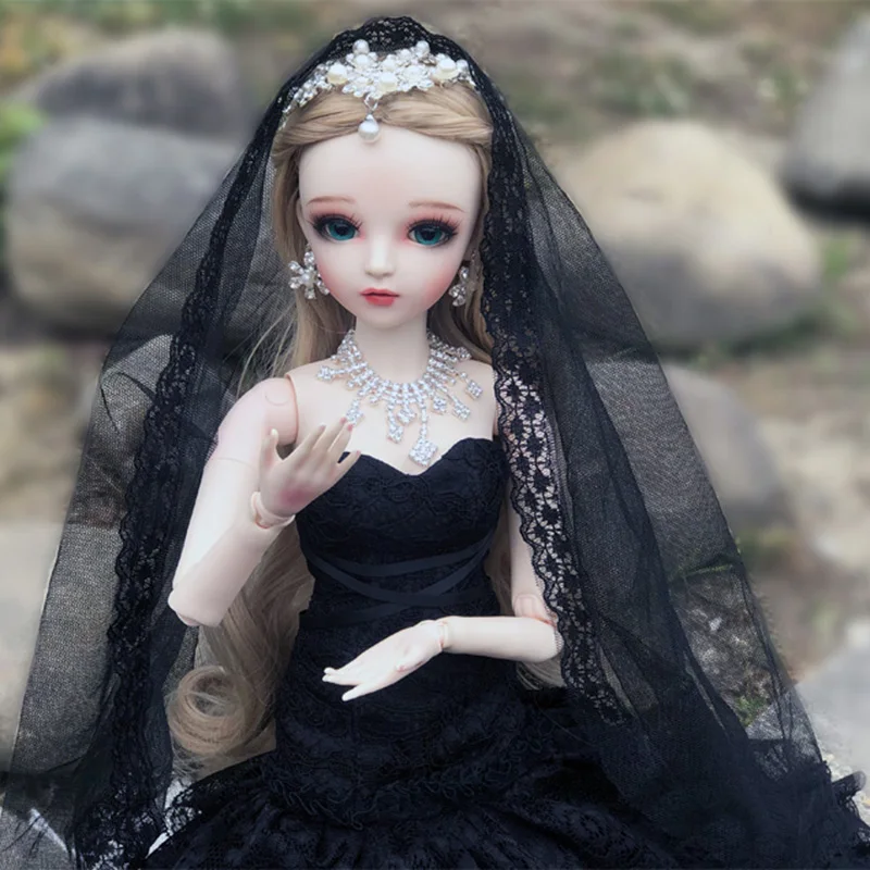 BJD 60 см элегантная кукла черное свадебное платье BJD кукла с макияж ручной работы красота игрушки подарок
