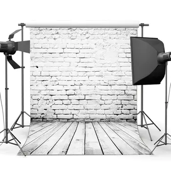 

Photography Backdrop Wood Weathered Brick Wall Nostalgia Stripes Wood Floor Seamless Children Adults Portraits Photo Background