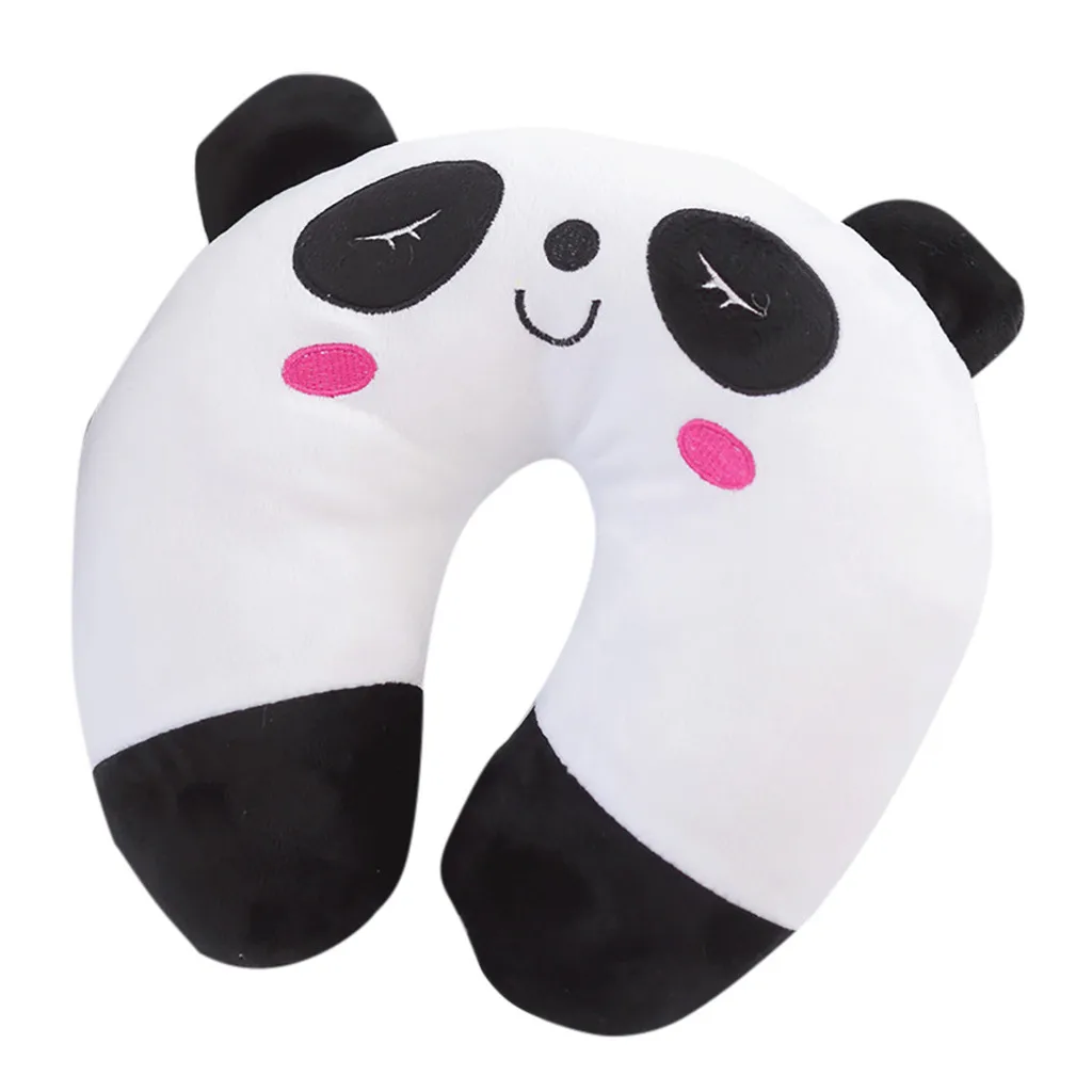 Новая мультяшная панда u-образная подушка для шеи u-подушка шейный ворс Симпатичный Самолет подушка для путешествий Панда Свинья тигр черный Кот Милая форма - Цвет: White