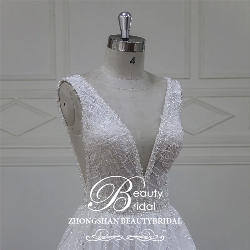 Beautybridal реальные фотографии роскошное свадебное платье es с королевским шлейфом и кружевной аппликацией с коротким рукавом свадебное платье Vestido XFM023