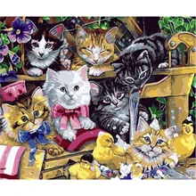 YIKEE декоративная картина маслом по номерам, краска по номерам взрослые кошачье гнездо