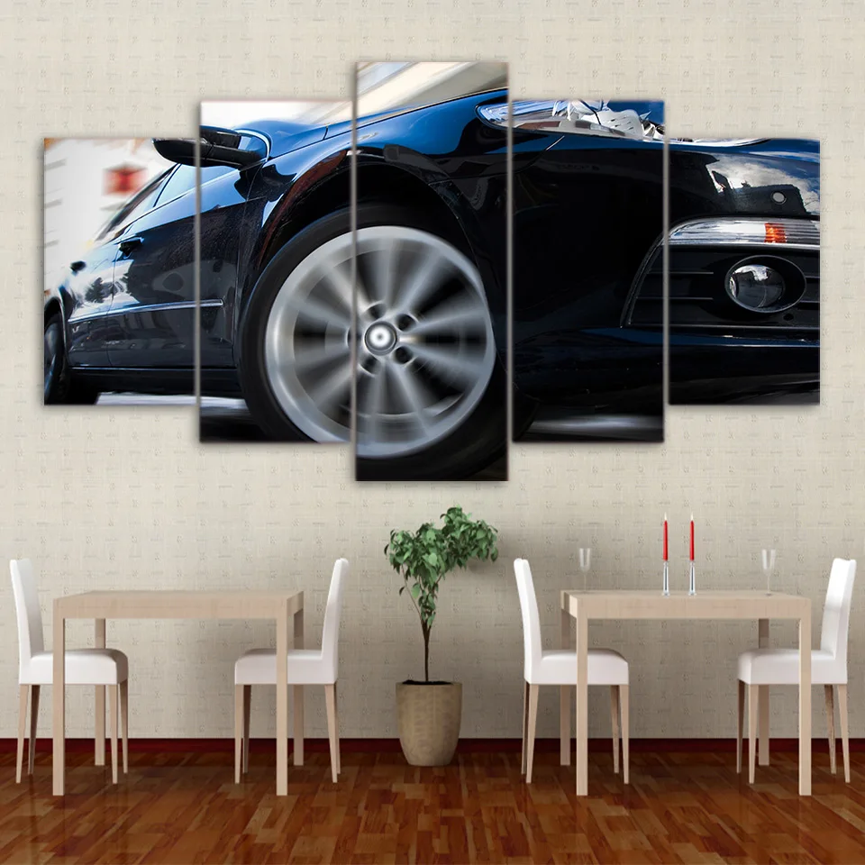 5 Piece Canvas Art Sport Blue Car Canvas Painting Poster And Print Home