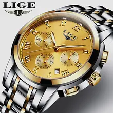 2017 Nouvelles Montres Hommes Marque De Luxe LIGE Chronographe Hommes Montres de Sport Étanche En Acier Plein de Quartz Hommes Montre Relogio Masculino