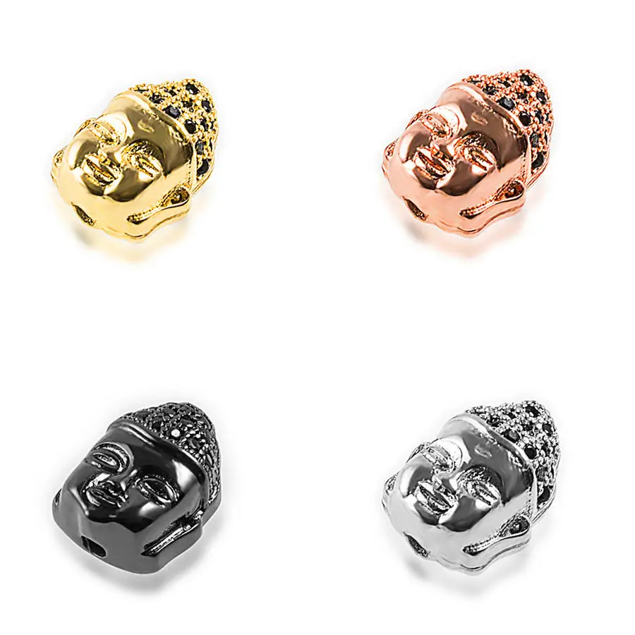 Hot Buddha Head Charm Micro Pave Zircon CZ Beads Bracelet Connectors For Women Men DIY Jewelry Making Accessories | Украшения и