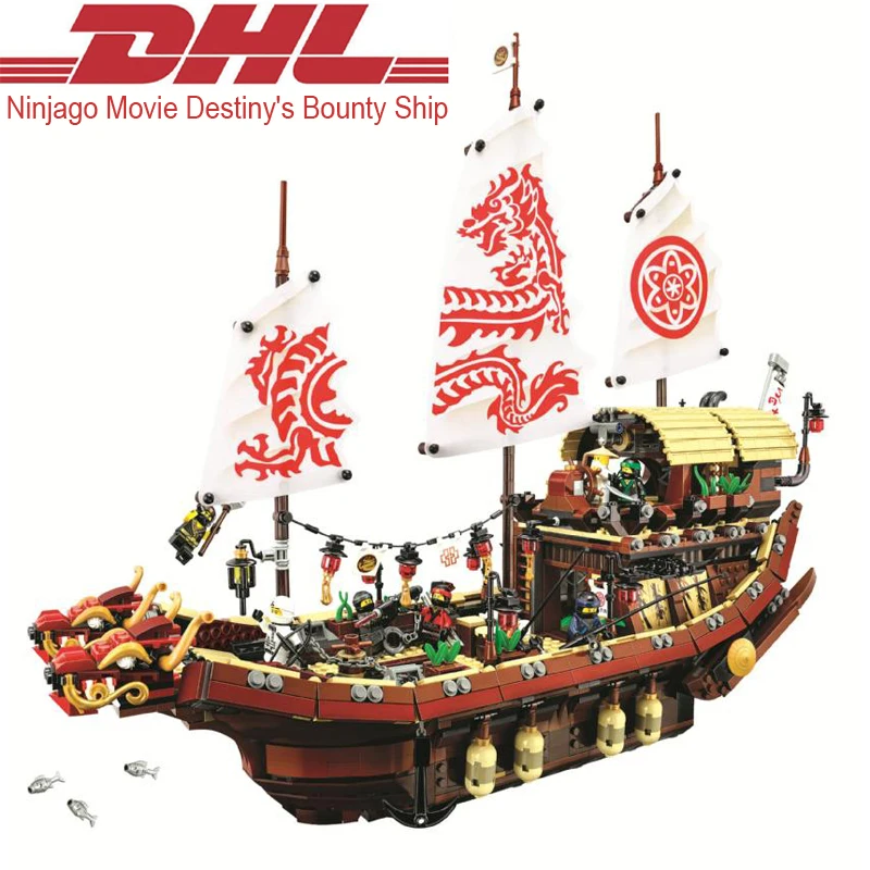 

2017 New 2363Pcs Ninja Movie Destiny's Bounty Ship Model Building Kits Blocks Bricks Toy For Children Christmas Compatible 70618