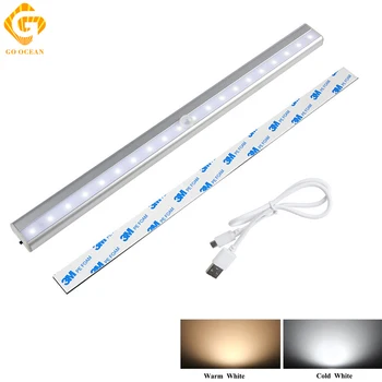 

GO OCEAN Under Cabinet Lights Kitchen Lighting IR Motion Sensor 20 LEDs Night Lamps USB Chargeable Stair Light Closet Lamp