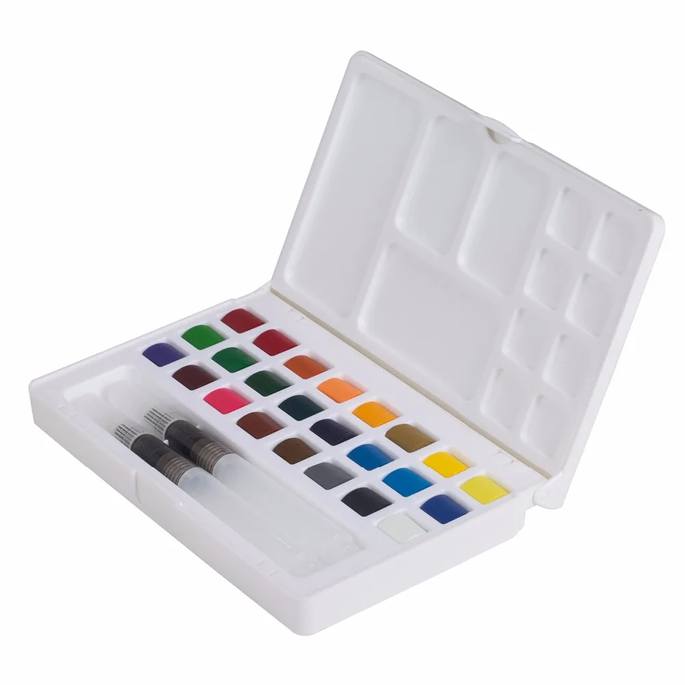 MEEDEN Watercolor Paint Set 42 Assorted Colors Foldable Paint Set with 4 Brushes Travel Pocket Watercolor Kit for Students Adults Beginning Artist Watercolor Painters Field Sketch Outdoor Painting 