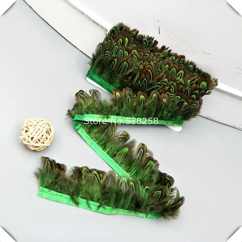 10Yards Fetaher Trim green pheasant feather/ostrich feather/peacock feather rooster feather trim