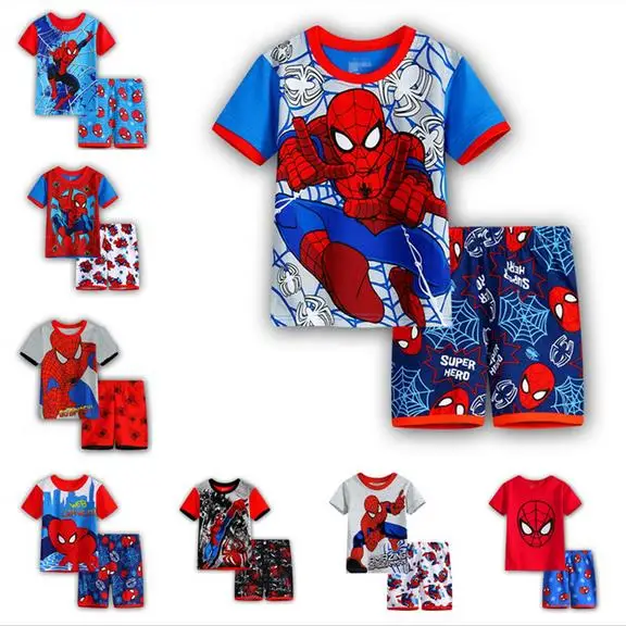 2017 Summer New Hot Kids Pajamas Baby Boys Gilrs Clothing spider-man Costume Short Sleeve Pijamas children Sleepwear Pajamas Set 2017 Summer New Hot Kids Pajamas Baby Boys Gilrs Clothing spider-man Costume Short Sleeve Pijamas children Sleepwear Pajamas Set