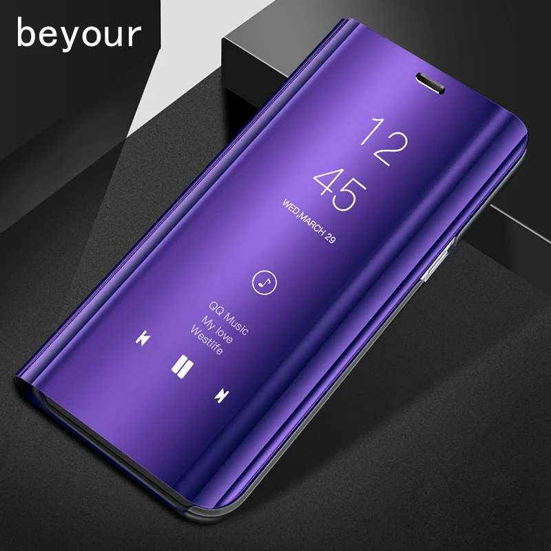 

Smart Flip Stand Mirror Case For vivo X20 X21 Y85 X20 Plus V9 NEX Clear View PU Cover For OPPO F7 R15 R11 Plus A83 A59 F5 Find X