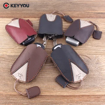 

KEYYOU Leather Keychain Holder Key Wallet Housekeeper Key Cover Key Shell Car Key Case Fob For Vw For Toyota For Benz For Honda