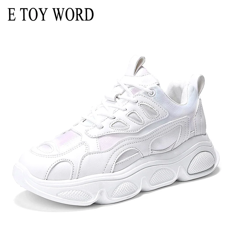 

E TOY WORD Women Sneakers platform Sports shoes Breathable Women Casual Shoes Thick-Soled Fashion Height Increasing Shoes