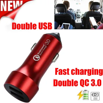 

Double QC3.0 Dual USB Car Charger 2 Port 12-24V Cigarette Socket Lighter For peugeot 307 For chevrolet For auto For Audi Q3 Q5