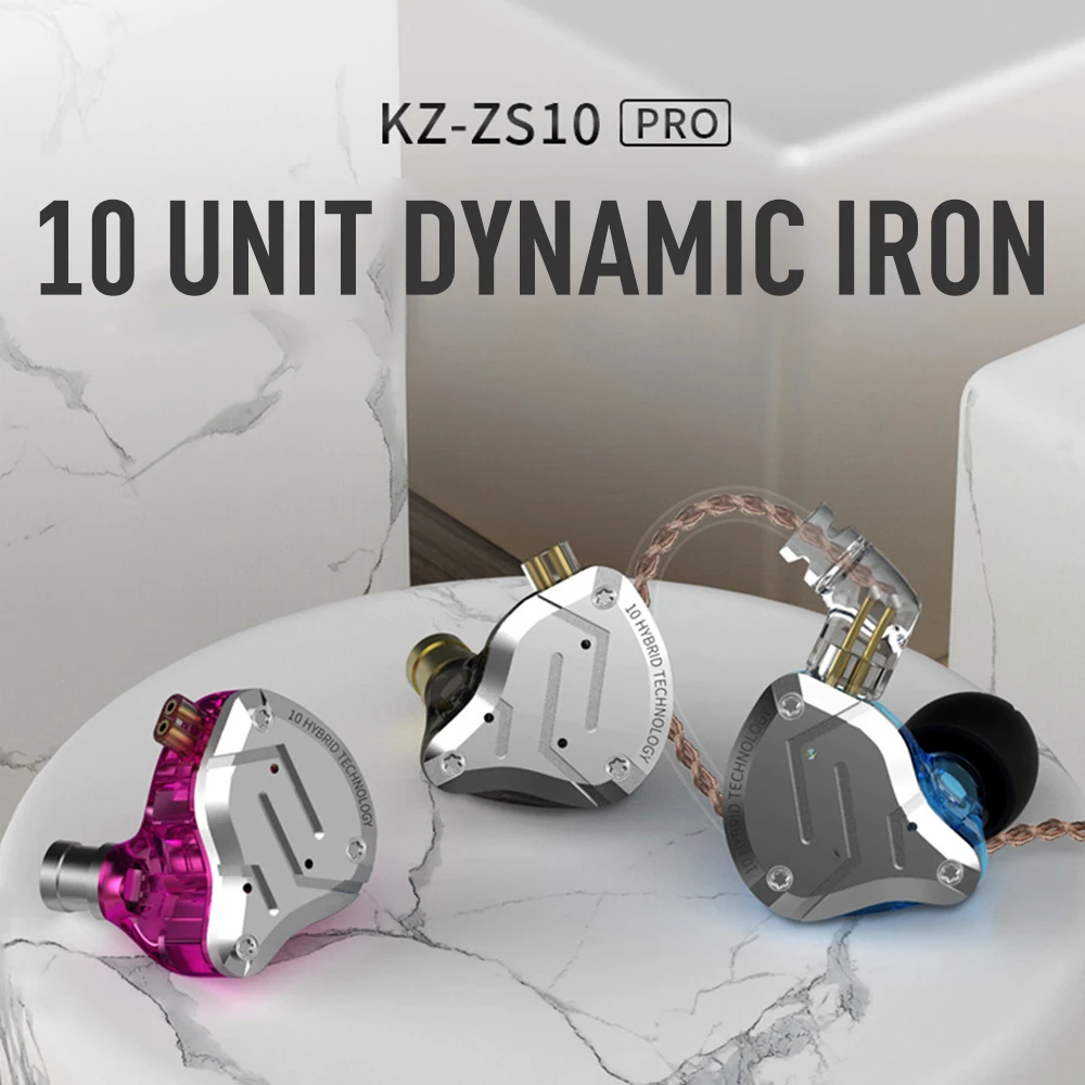 

KZ-ZS10pro Metal Ring Iron Earphone 10 Unit Moving Iron Headphone In-Ear Remote Control Mobile Phone Universal Gamers Headphone