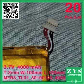 

20 pcs./Lot Safety Packing, 3.7V 4000mah Li-ion battery for CHUWI Vi10 Tablet PC with 5 pin connector, 3.0*100*105mm 4000 mah