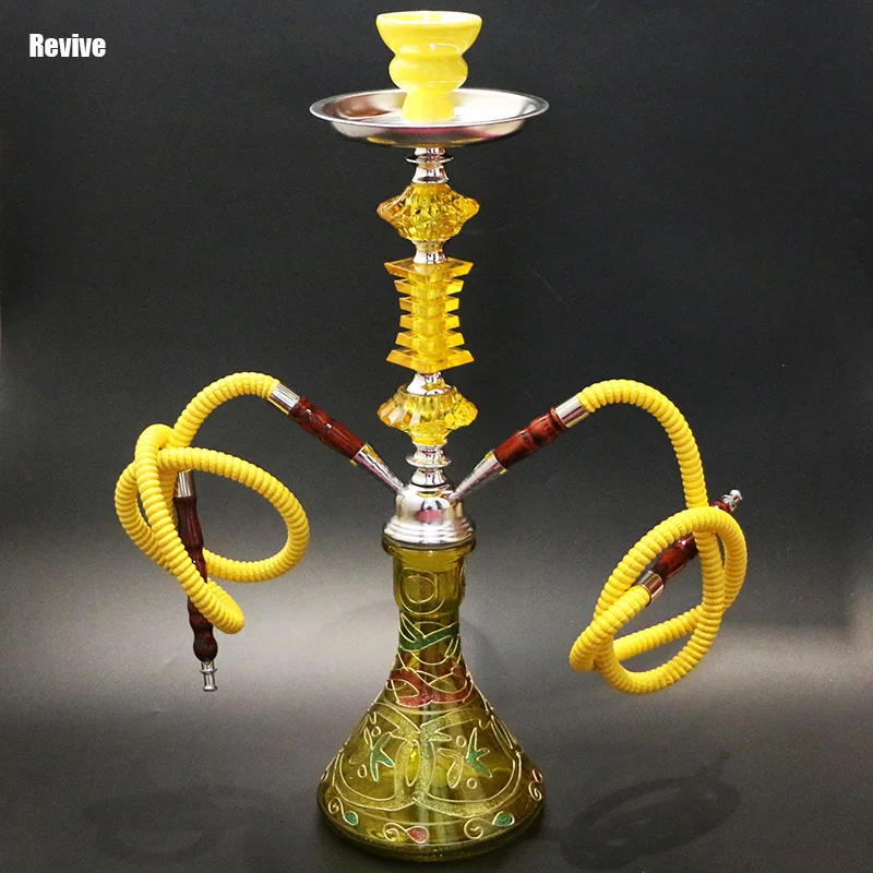 Revive 4 Color Options Narguile Hookah Complete Set Chicha 2 Hoses Glass Nargile Ceramic Bowl 51cm Shisha Smoking Water Pipe