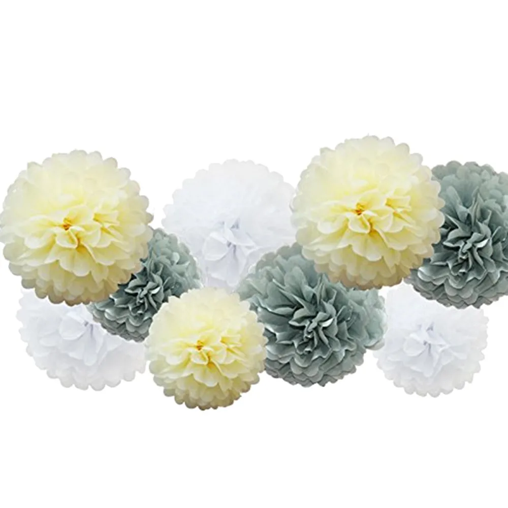 H 25#9pcs Mixed Pink Gray White Decorative Paper Pompoms Flower Hanging Lantern Honeycomb Balls Wedding Birthday Shower Decor - Цвет: H