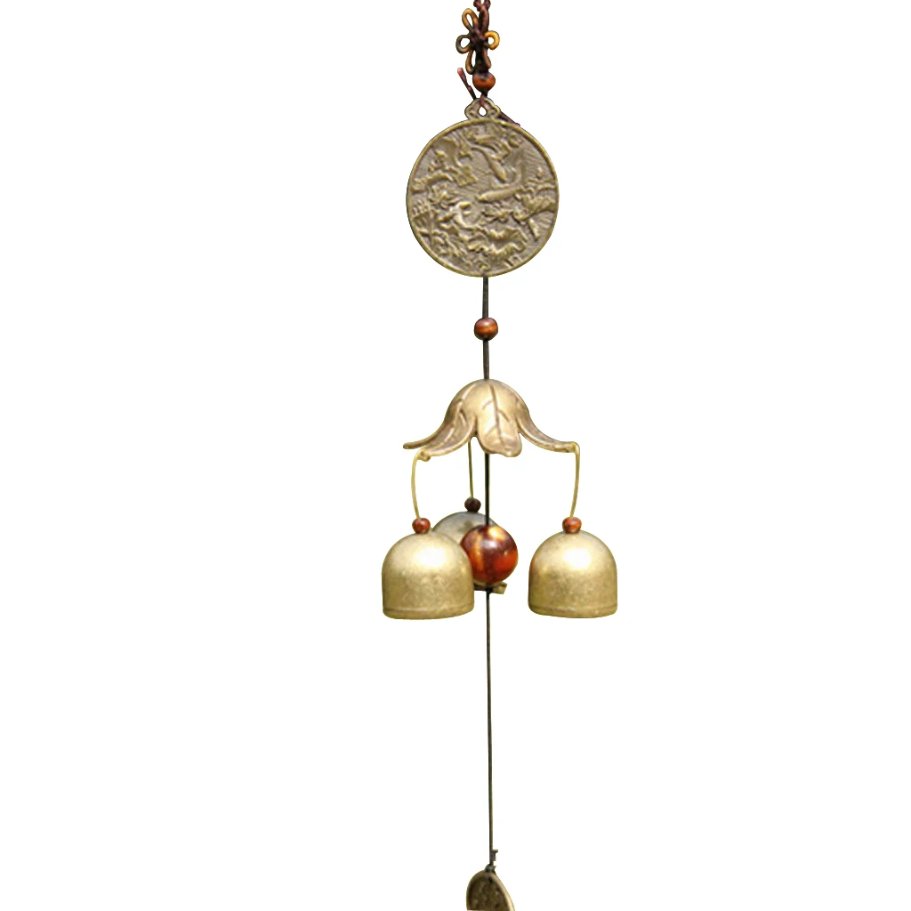 Chinese Fish Lotus Pond Metal Bell Lucky Feng Shui Hanging Charm Wind Chime