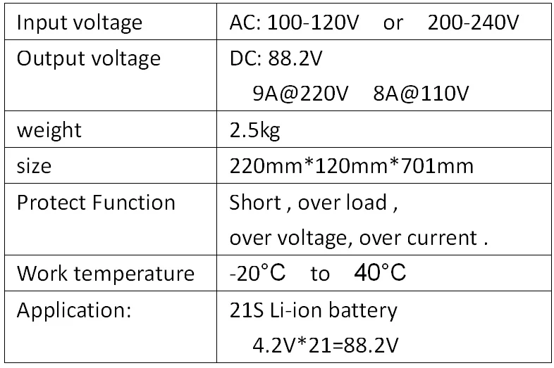 88,2 V 9A зарядное устройство для 21 S lipo/литий-полимерный/литий-ионный аккумулятор, интеллектуальное зарядное устройство, поддержка CC/CV режима 4,2 V* 21 = 88,2 V