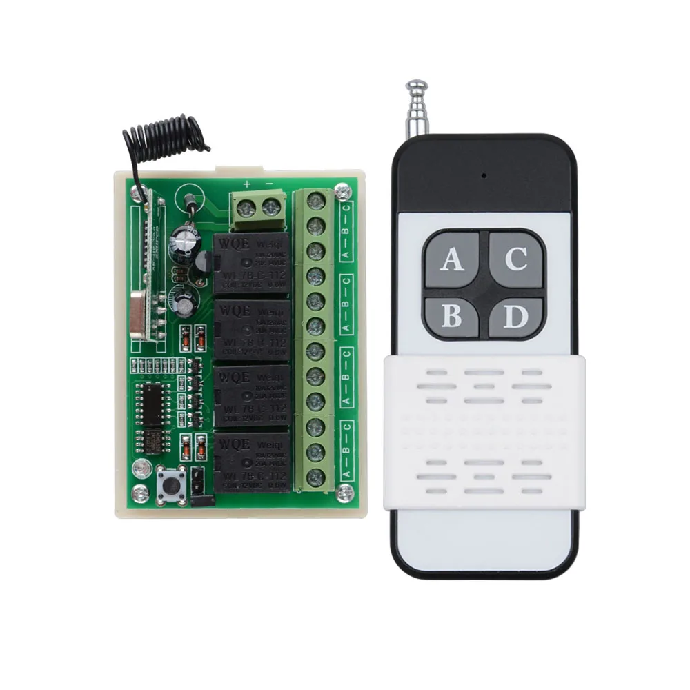 

DC 12V 4 Channel Wireless Lights Switch System Wireless Push Button Switch With Transmitter And Receiver Learning Code Switches