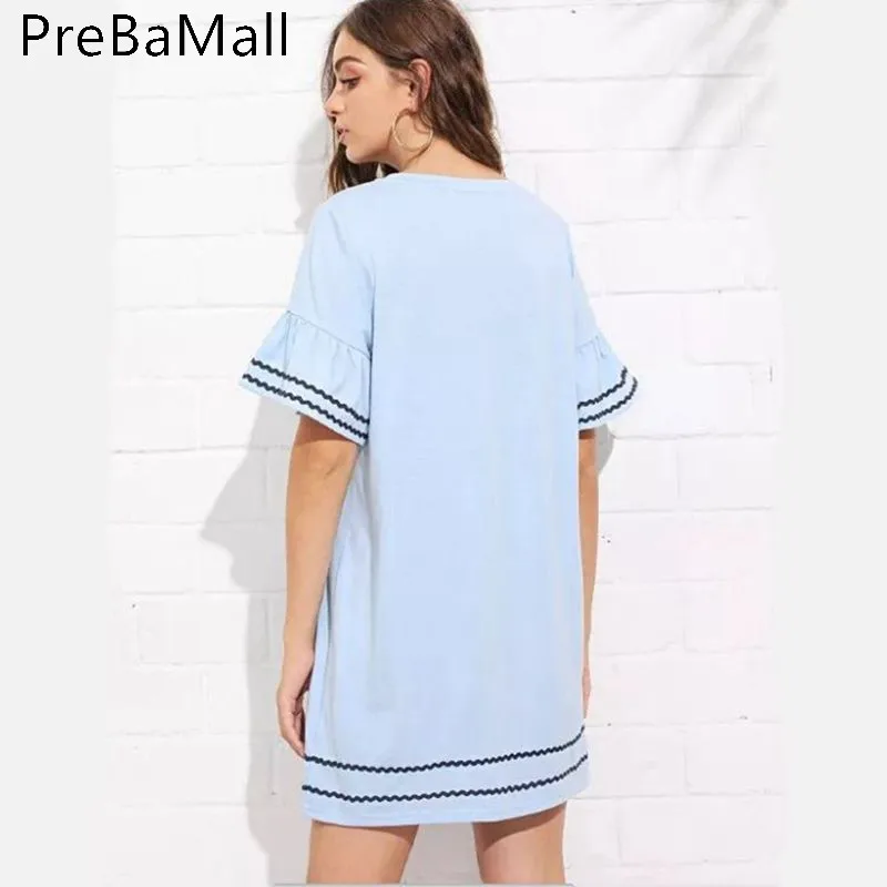 New Arrived Summer Dress Women Casual Loose Mini Dress O-Neck Short Sleeve Sexy Beach Sundress Vestidos S-XL C201