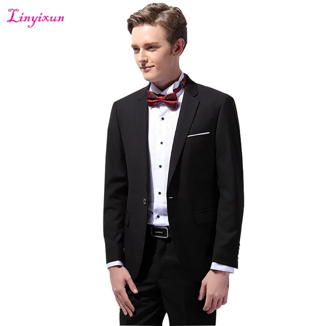 Linyixun Solid Wedding Suits For Men 2017 New Arrival Fashion Pure