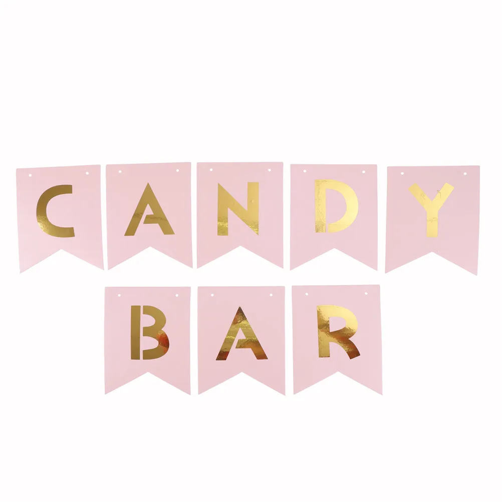 MENGXIANG Candy Bar Just Married Kraft Paper Cardboard Bunting Banner Baby Birthday Party Buffet Garland Vintage Wedding Decor