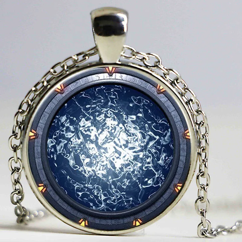 Stargate Portal Atlantis Logo Pendant Necklace Bronze and sliver Vintage Chain Choker Statement Necklace Art Necklace