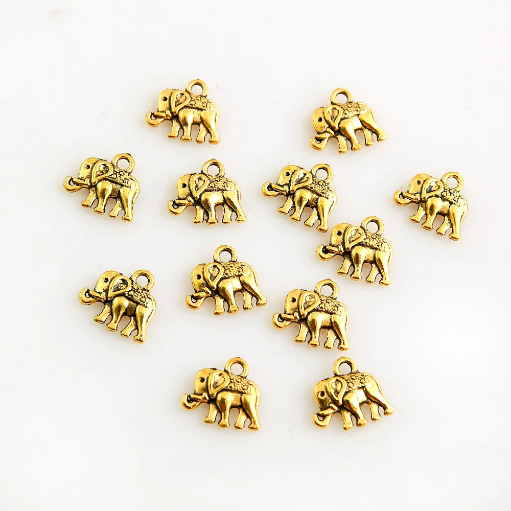 

20pcs Trendy Alloy Gold Cute Animal Elephant Charms Pendant For Woman Man DIY Charm Bracelet Necklace Jewelry Gift