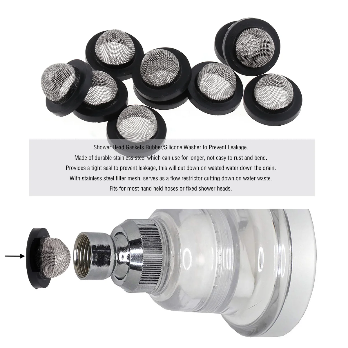 

10/20PCS Shower Head Gasket Prevent Leakage O Ring Rubber Silicone Gasket with Net Head Filter Plumbing Hose Seal Faucet Washer