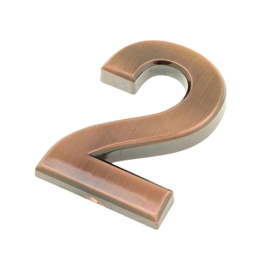 2Pcs Copper ABS Number House Mailbox Number 3D Digit Number Self-stick Door Sign Plaque Number 2, 5