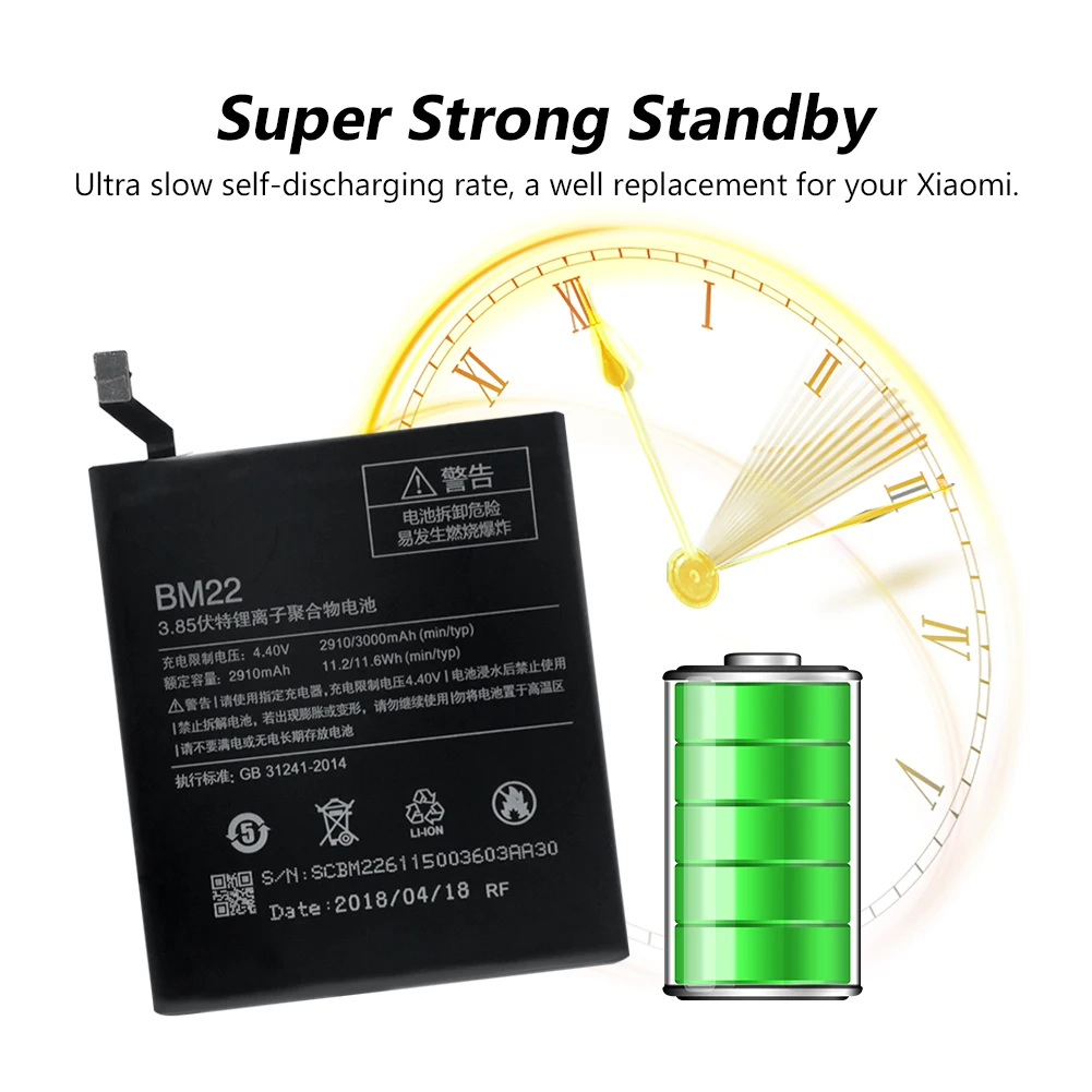 YCDC поле 1 шт. Перезаряжаемые 3,85 В 2910/3000 мАч BM22 BM 22 литий-ионный Перезаряжаемые Батарея для Xiaomi mi 5 (mi 5)